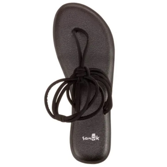 Sanuk Black Yoga Sunshine Sandals Stretch Uppers Sz 5 - Picture 3 of 8